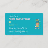 水彩図書副先生ティール（緑がかった色）名刺 名刺 (裏面)