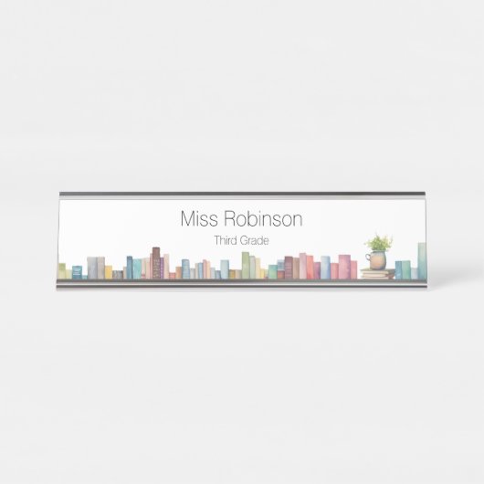 水彩図書室先生または図書館員 デスクネームプレート (正面)