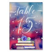 水彩図書紫とピンクお洒落結婚ズ テーブルナンバー (裏面)