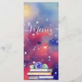 水彩図書紫とピンクお洒落結婚ズ メニュー (正面)