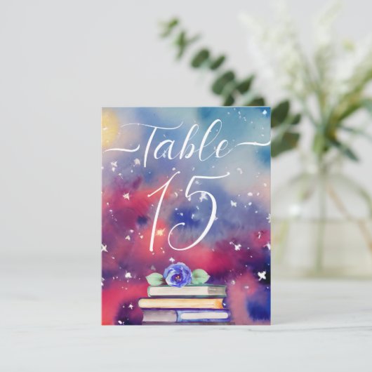 水彩図書紫とピンクの表番号札 シーズンカード (スタンド正面)