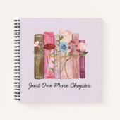 水彩図書花ピンクパープル読ズ引用文 ノートブック (正面)