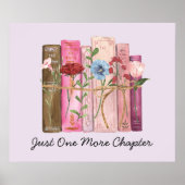 水彩図書花ピンクパープル読ズ引用文 ポスター (正面)