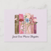 水彩図書花ピンクパープル読ズ引用文 ポストカード (正面)