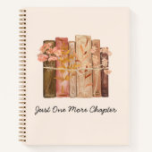 水彩図書花茶色ピンク読引用文 ノートブック (正面)