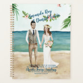 水彩図解入りの、写真付きのビーチ結婚式 プランナー手帳 (正面)