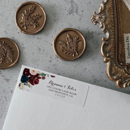 水彩図解入りの、写真付きのフローラ差出人住所ラベル ラベル