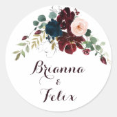 水彩図解入りの、写真付きの秋の結婚式封筒用シール ラウンドシール (正面)