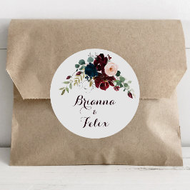 水彩図解入りの、写真付きの秋の結婚式封筒用シール ラウンドシール