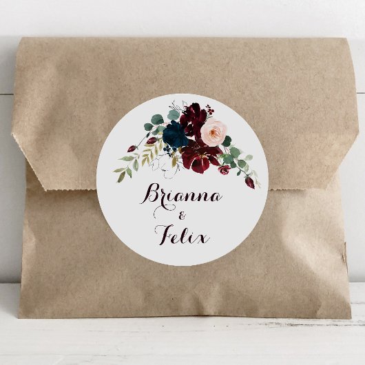 水彩図解入りの、写真付きの秋の結婚式封筒用シール ラウンドシール