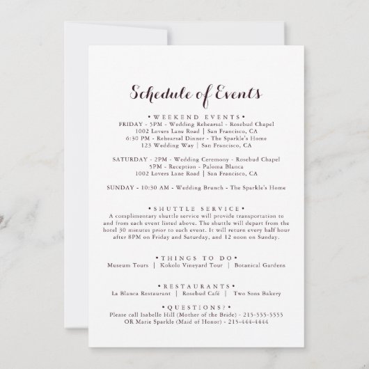 水彩図解入りの、写真付きの秋の結婚式歓迎レター (裏面)