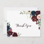 水彩図解入りの、写真付きの秋フローラフラ結婚ット サンキューカード (正面)