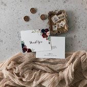 水彩図解入りの、写真付きの秋フローラフラ結婚ット サンキューカード