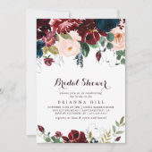 水彩図解入りの、写真付きの秋フローラブライダルシャワー 招待状 (正面)