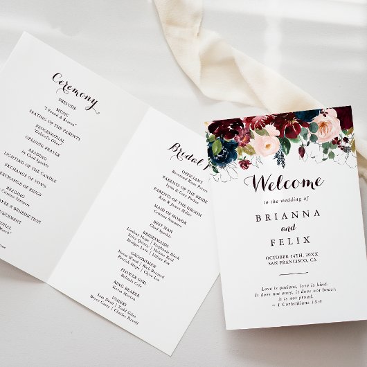 水彩図解入りの、写真付きの秋フローラ折り結婚返し プログラム