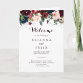 水彩図解入りの、写真付きの秋フローラ折り結婚返し プログラム (正面)