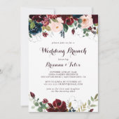 水彩図解入りの、写真付きの秋フローラ結婚ズブランチ 招待状 (正面)