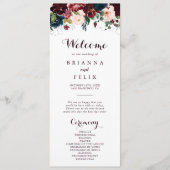 水彩図解入りの、写真付きの秋フローラ結婚式 プログラム (正面)