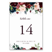 水彩図解入りの、写真付きの秋フローラ結婚 テーブルナンバー (裏面)