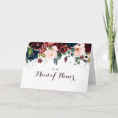 水彩図解入りの、写真付きの秋ブライダルパーティありがとう サンキューカード (正面)