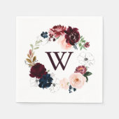 水彩図解入りの、写真付きの秋モノグラ結婚ム スタンダードカクテルナプキン (正面)