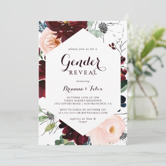 水彩図解入りの、写真付きの秋性発現パーティー 招待状 (スタンド正面)