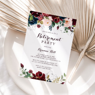 水彩図解入りの、写真付きの秋退職パーティー 招待状