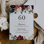 水彩図解入りの、写真付きの秋60th誕生日パーティー 招待状