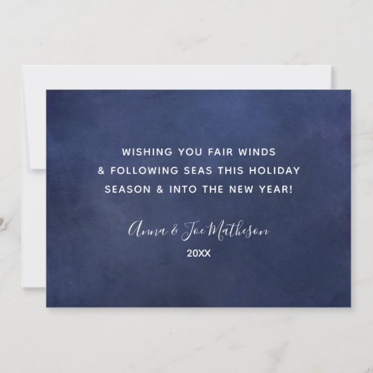 水彩国旗航海のメリークリスマスマリタイム シーズンカード (裏面)