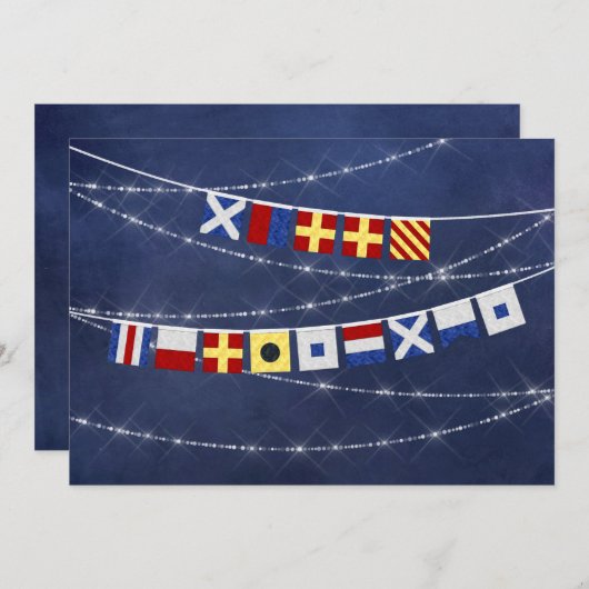 水彩国旗航海のメリークリスマスマリタイム シーズンカード (正面/裏面)