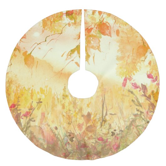 水彩国林風景画 ブラッシュドポリエステルツリースカート (正面)