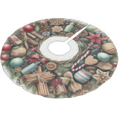 水彩国素朴クリスマス ブラッシュドポリエステルツリースカート (アングル)