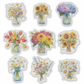 水彩国花コレクション シール (正面)