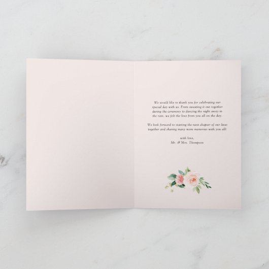 水彩園かわいらしの花結婚の数 サンキューカード (内部)