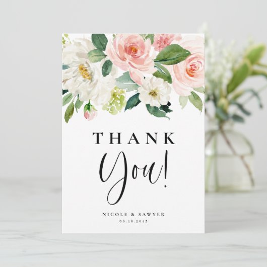 水彩園かわいらしの花結婚の数 サンキューカード (スタンド正面)