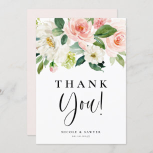 水彩園かわいらしの花結婚の数 サンキューカード