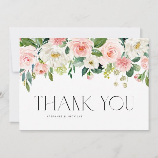 水彩園かわいらしの花結婚の数 サンキューカード (正面)