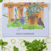 水彩園のシーン·ヘッパーソナライズされたド·ガーデナー キッチンタオル (折り畳み)