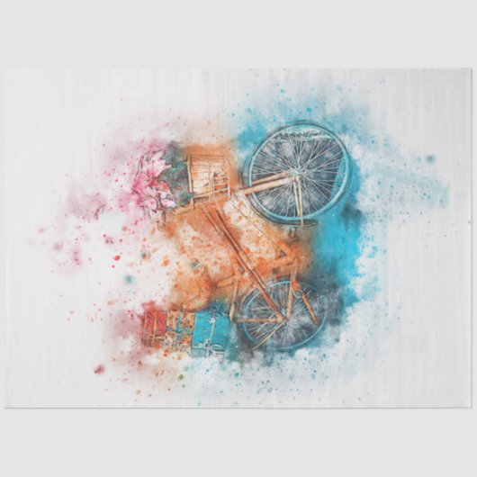 水彩園自転車デカップージティッシュペーパー 薄葉紙 (正面)