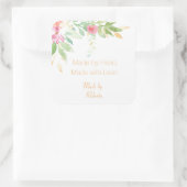 水彩園花を持つ手作りラベル スクエアシール (バッグ)