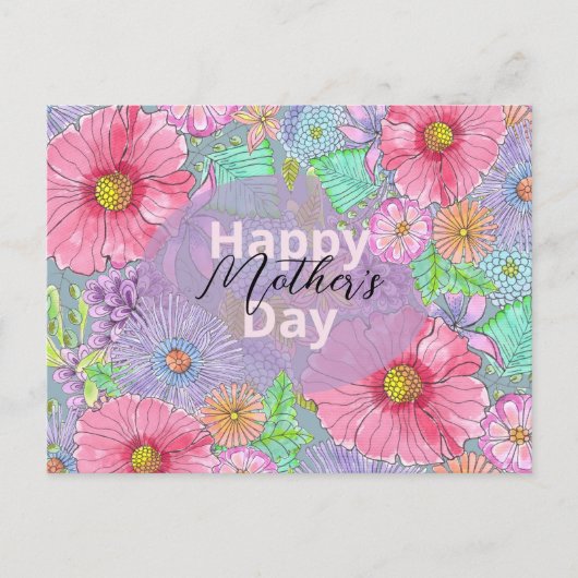 水彩園花植物母の日 ポストカード (正面)