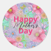 水彩園花植物母の日 ラウンドシール (正面)