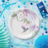 水彩園花鳥感謝してい鳥 ペーパープレート (パーティー)