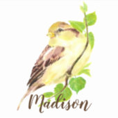 水彩園鳥獣自然名前をカスタムする シール (正面)