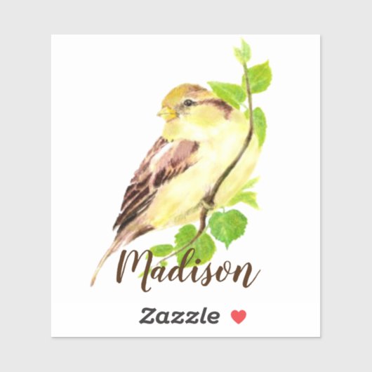 水彩園鳥獣自然名前をカスタムする シール (シート)