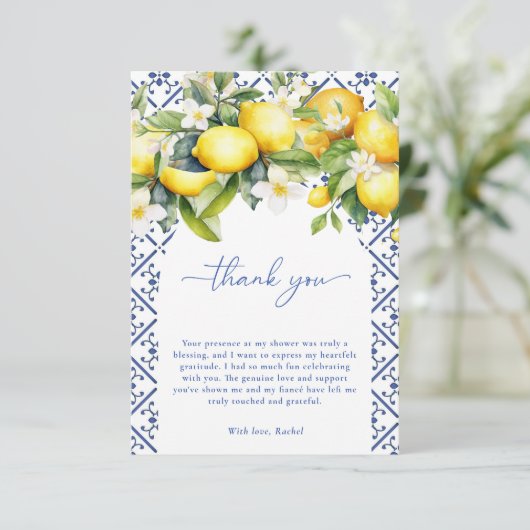水彩地中海のイタリアンブライダルシャワー サンキューカード (スタンド正面)