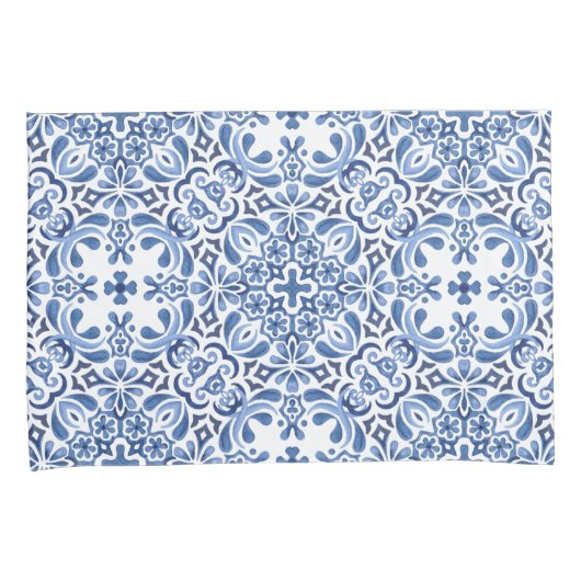 水彩地中海のタイル枕ケース 枕カバー (正面右)