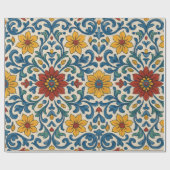 水彩地中海のフローラモダン夏 ラッピングペーパー (フラット)