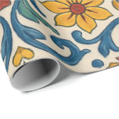 水彩地中海のフローラモダン夏 ラッピングペーパー (ロールコーナー)