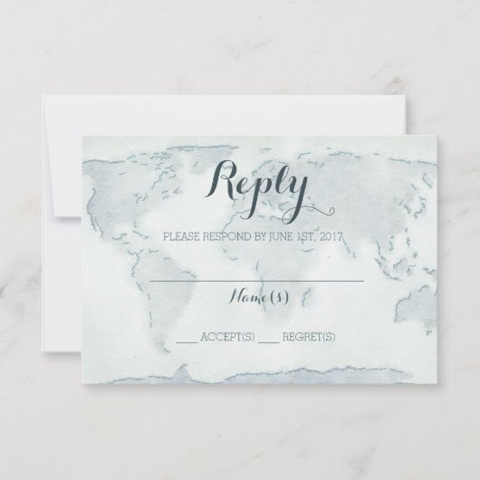 水彩地図結婚の返信カード 出欠カード (正面)